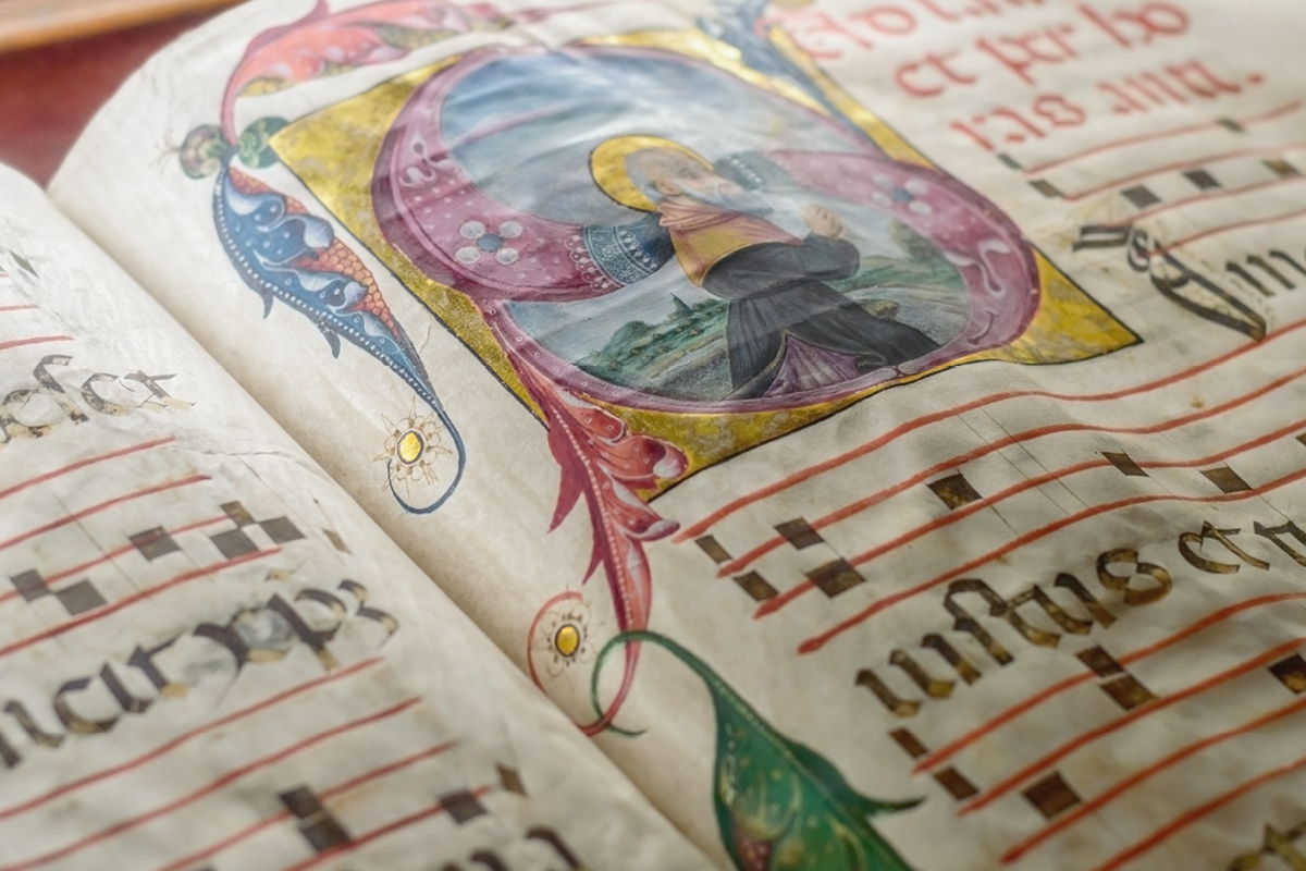 Gregorian chant neumes in a chant book